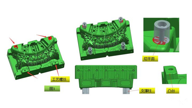 在注塑汽車模具設(shè)計(jì)中，工藝螺絲是必不可少的輔助工具
